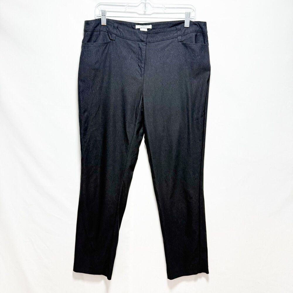 Linda Matthews Women's Blue Black Dress Pants Size 14 Flat Front